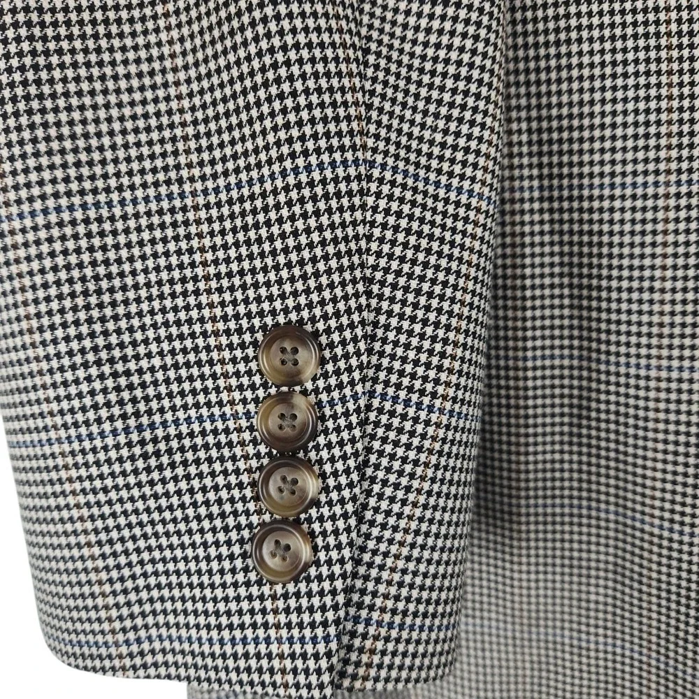 Jos A Bank Houndstooth‎ Silk Wool Jacket Sz 42R Blazer Sport Coat Workwear